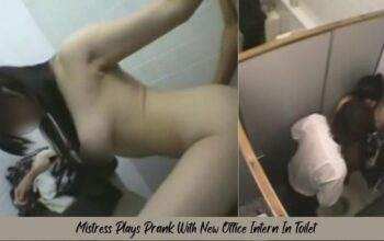 Mistress Plays Prank With New Office Intern In Toilet